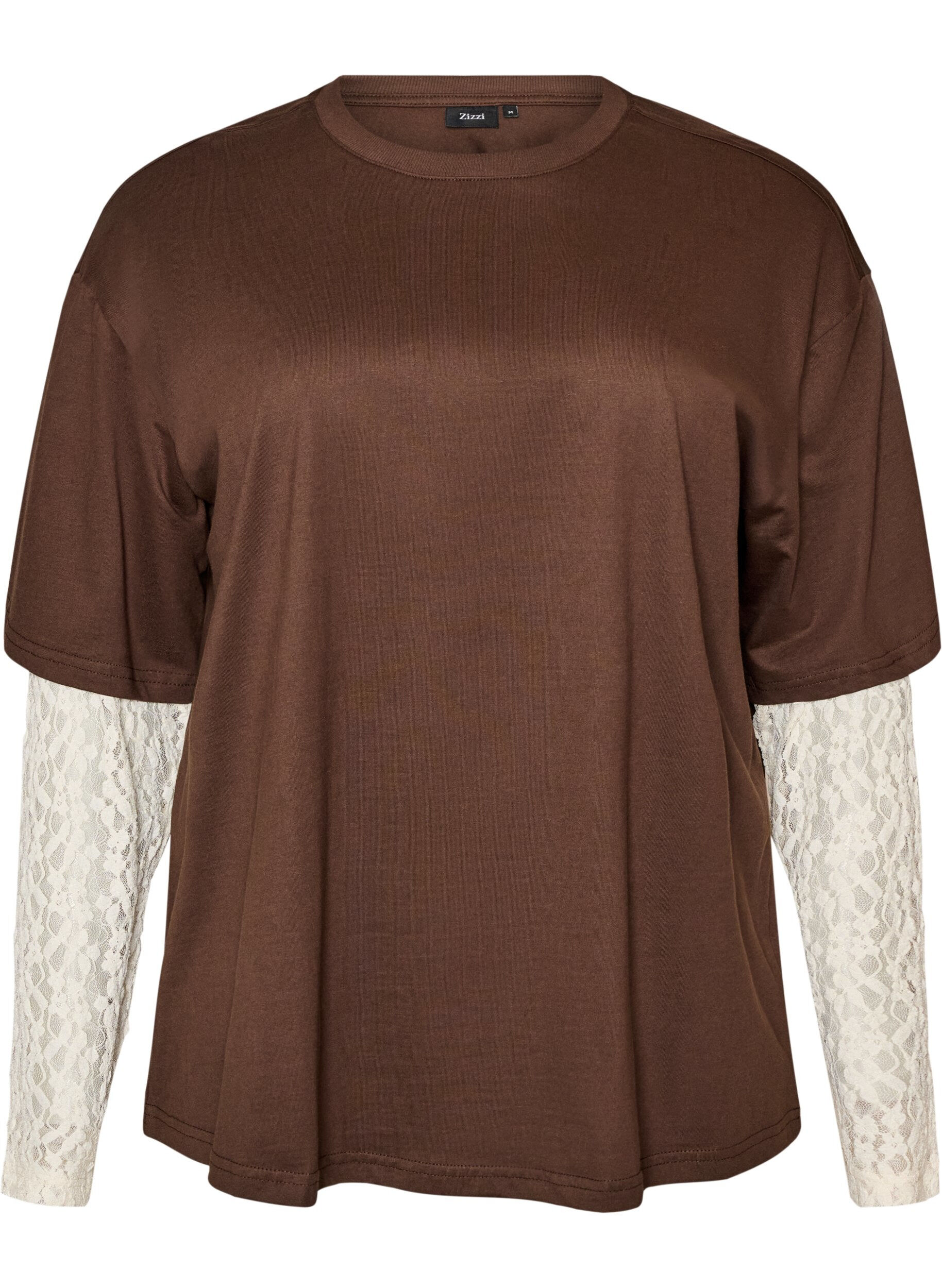 Loose fit T-skjorte med lange blondeermer