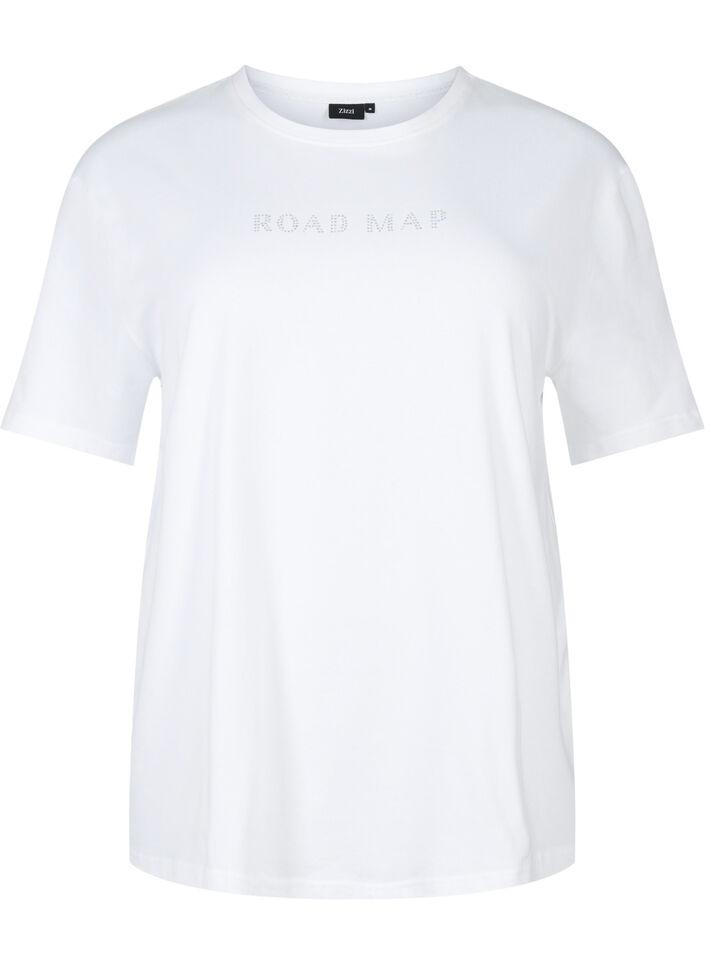 T-skjorte i økologisk bomull med similisteiner, White, Packshot image number 0