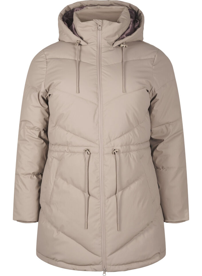Vannavstøtende pufferjakke med hette, Beige, Packshot image number 0