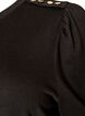 Bluse med knappedetaljer og korte puffermer, Svart, Packshot image number 2