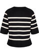 Strikket bluse med striper og 3/4 ermer, Black Birch Stripes, Packshot image number 1