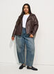 Bikerjakke i imitert skinn, Brun, Model image number 1