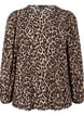 Bluse med lange ermer og leopardmønster, Brun, Packshot image number 0