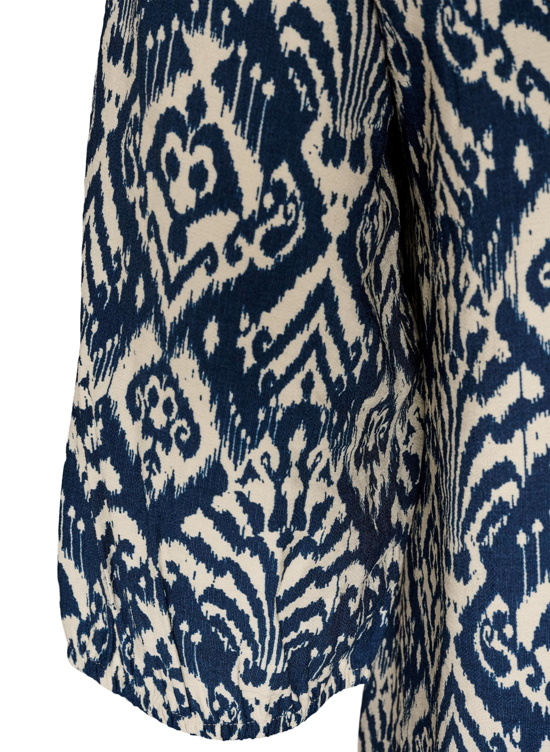 ZizziM&oslash;nstret viskosebluse med 3/4-ermer, Bl&aring;, Packshot image number 3