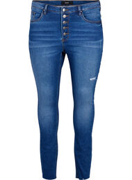 Amy-jeans med høy midje og knapper, Blue denim