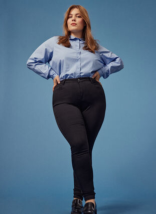 Zizzi Stay black Amy jeans med høyt liv, Black, Image image number 0