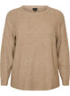 Melert strikkebluse med rund hals, Beige, Packshot image number 0