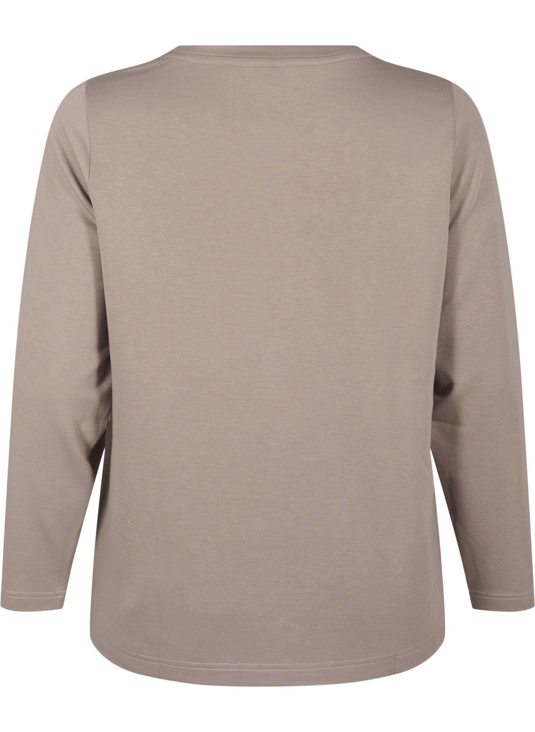 Zizzi Modalblanding bluse med rund hals, Beige, Packshot image number 1