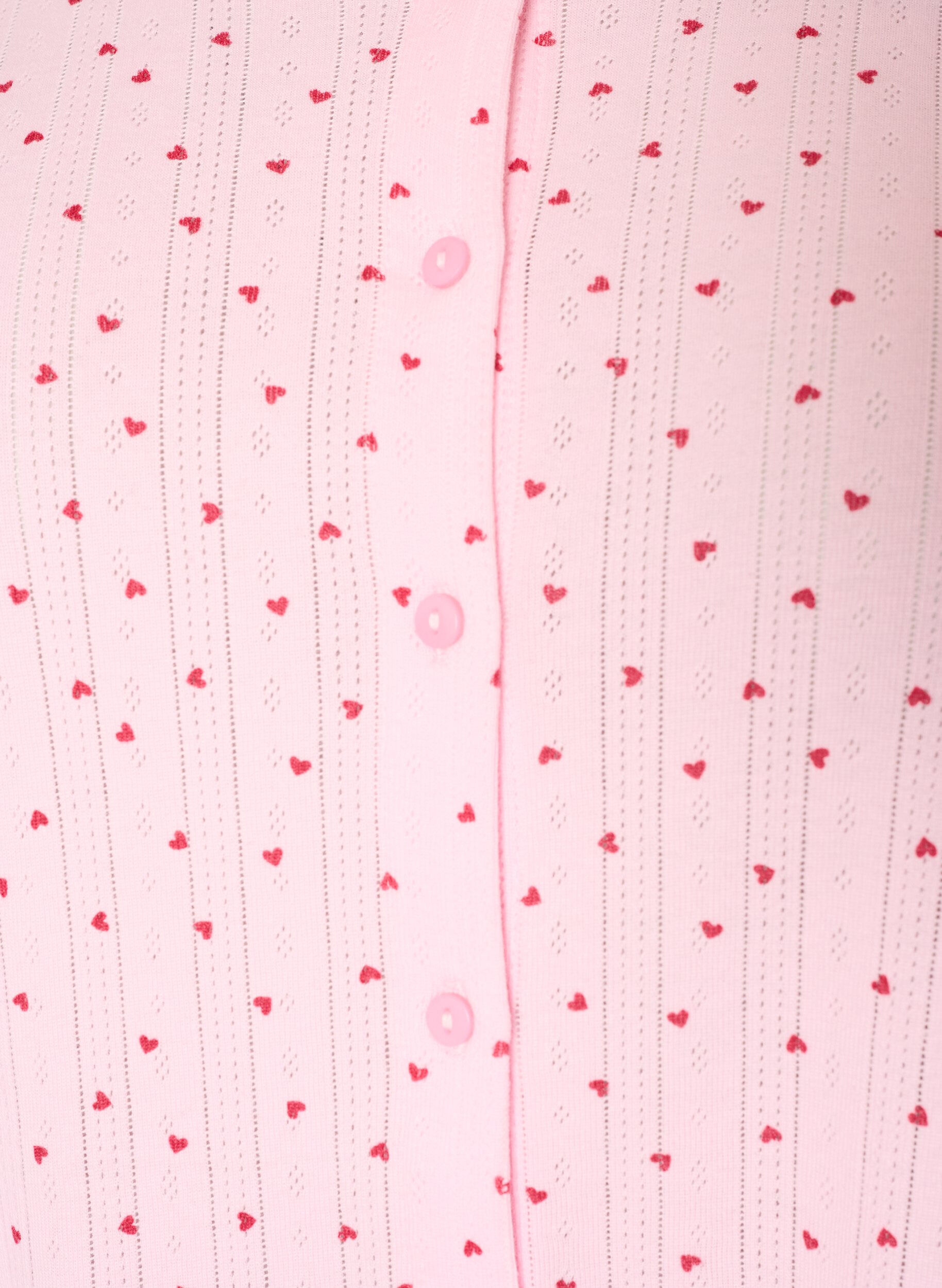 ZizziCardigan i &oslash;kologisk bomull med hullbroderi, Rosa, Packshot image number 2