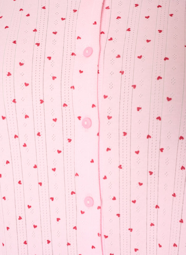 Cardigan i &oslash;kologisk bomull med hullbroderi, Rosa, Packshot image number 2