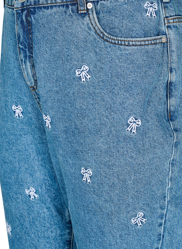 Mille mom-fit jeans med broderi, Blå, Packshot image number 2