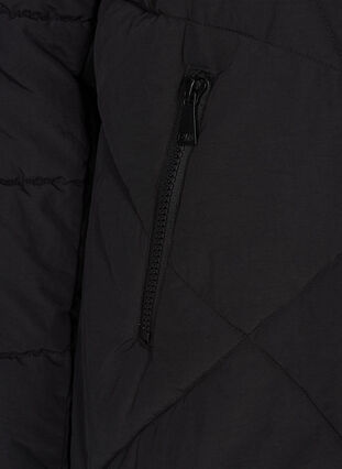 Kort vinterjakke med hette og lommer, Black, Packshot image number 3