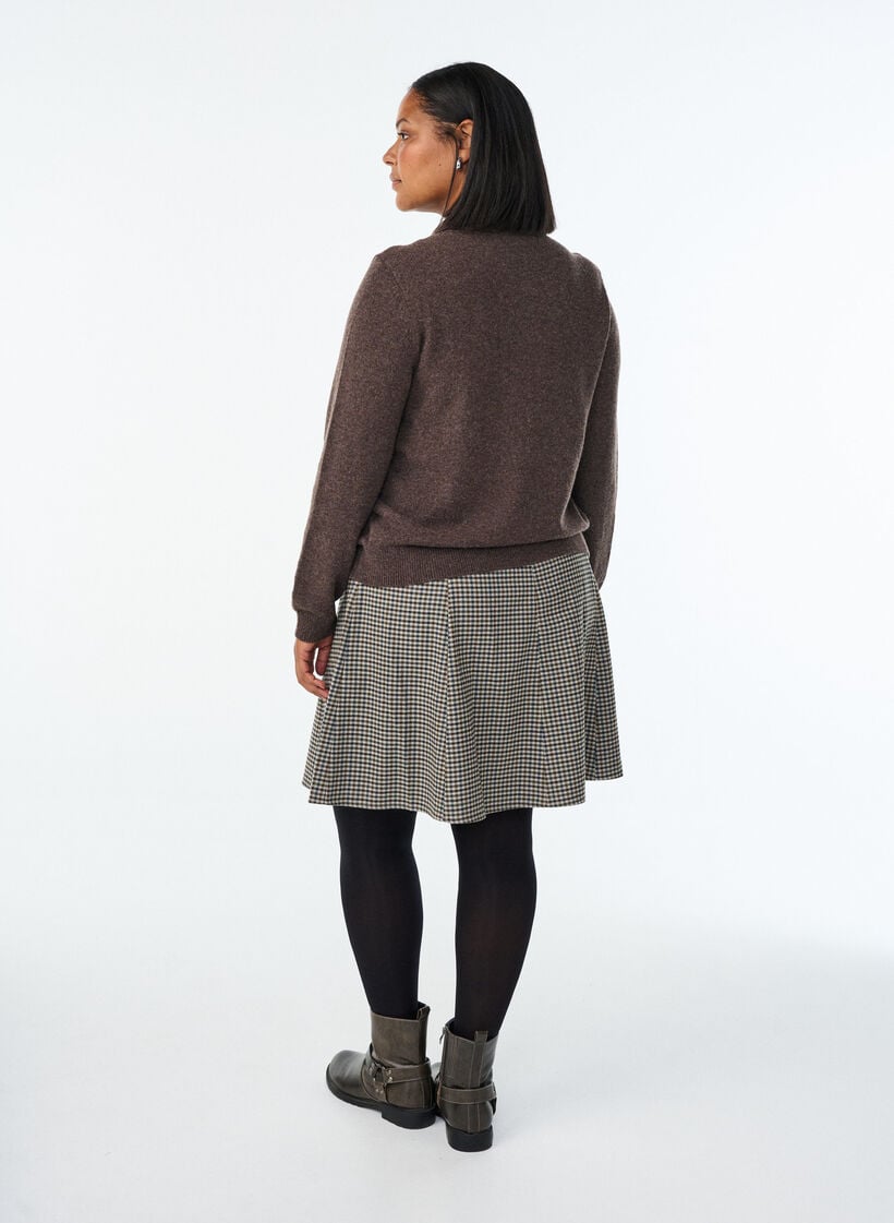 Kort A-line skjørt, Brown Check, Model