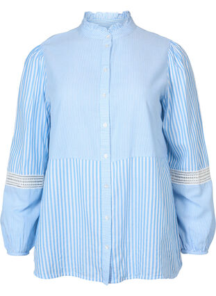 Skjortebluse med volang krage og heklet bånd, Marina W. Stripe, Packshot image number 0