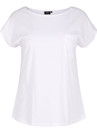 T-skjorte med brystlomme i organisk bomull, Bright White, Packshot image number 0