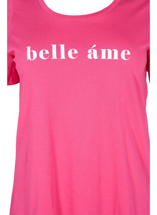T-skjorte i bomull med tekst på brystet, Fandango Pink, Packshot image number 2