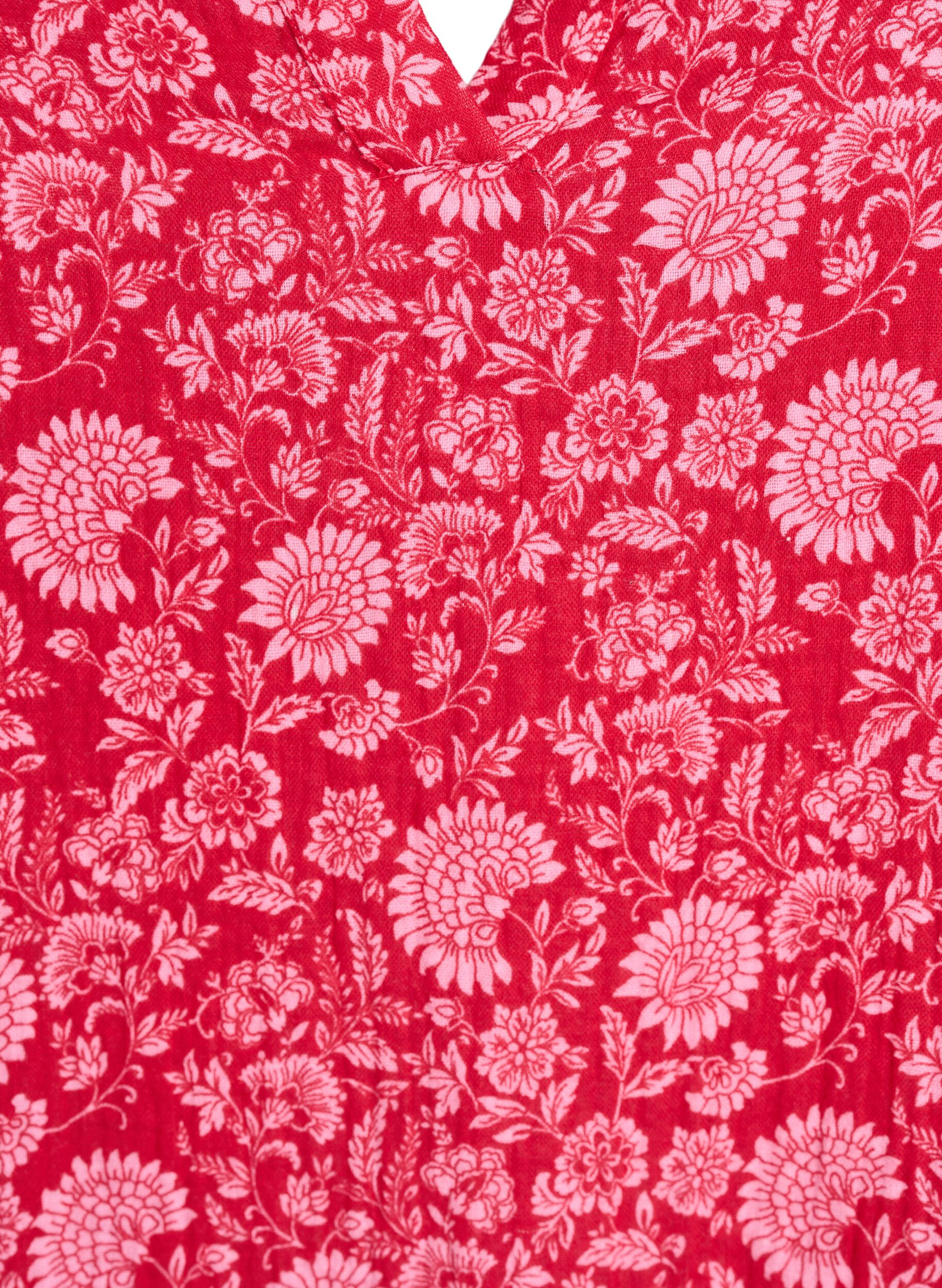 Zizzi Kort A-linjekjole i bomullsmuslin, R&oslash;d, Packshot image number 2