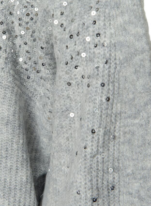 Strikket cardigan med paljetter, Light Grey Melange, Packshot image number 2