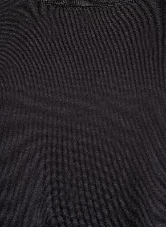 Finstrikket bluse med korte ermer, Svart, Packshot image number 2