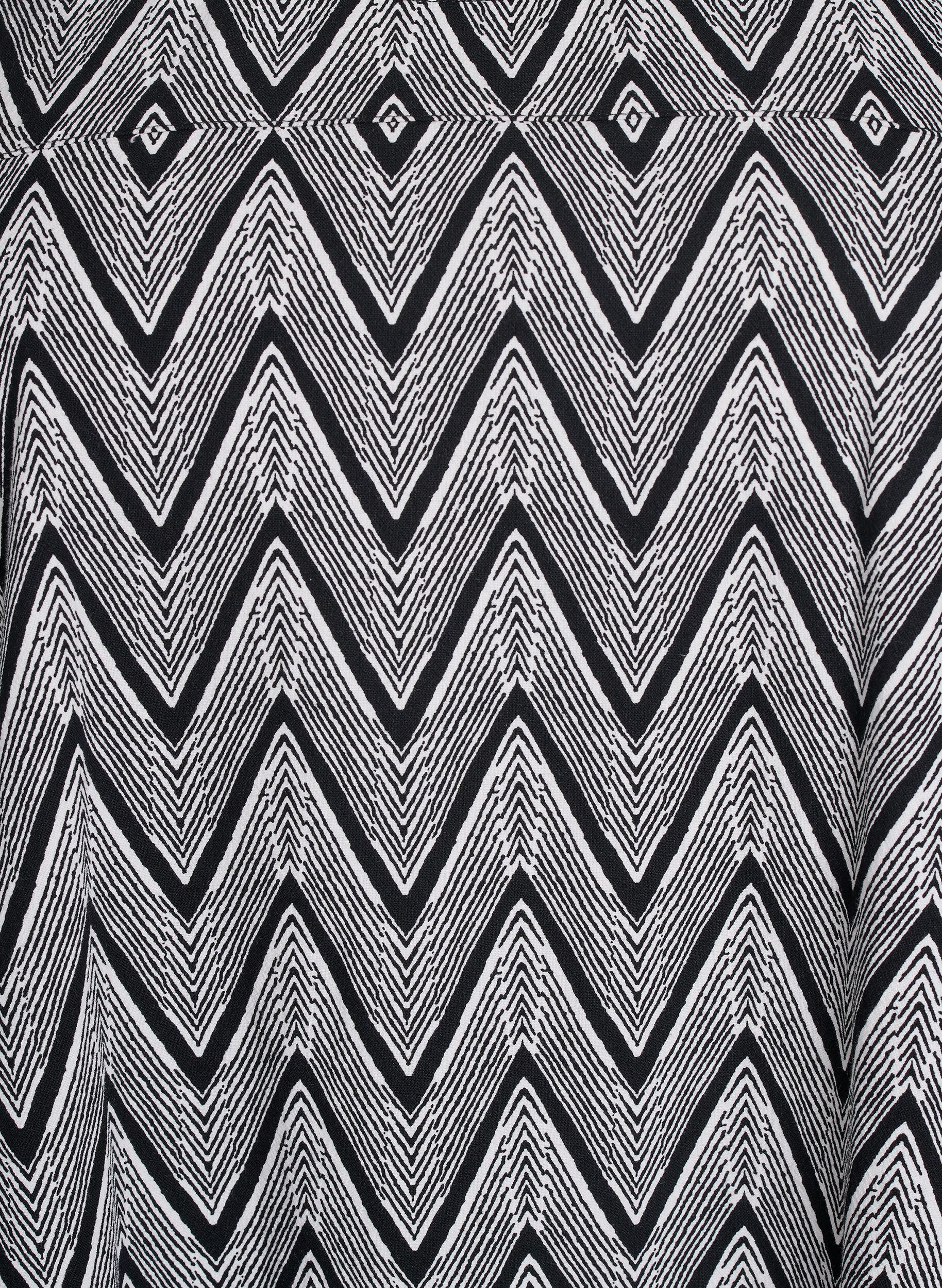 Zizzi Kortermet bomullskjole med trykt m&oslash;nster, Svart, Packshot image number 2