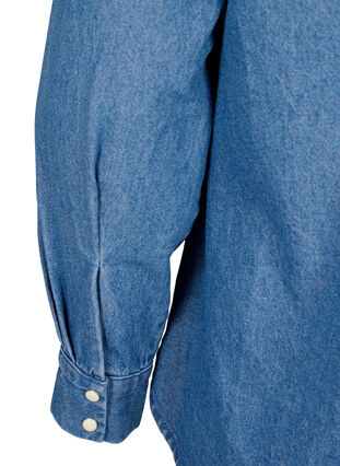 Jeansskjorte med lange ermer og brystlomme, Light Blue Denim, Packshot image number 4