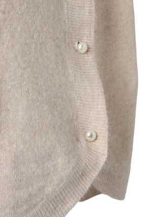Strikket genser i melange med perleknapper på sidene	, Pumice Stone Mel., Packshot image number 3