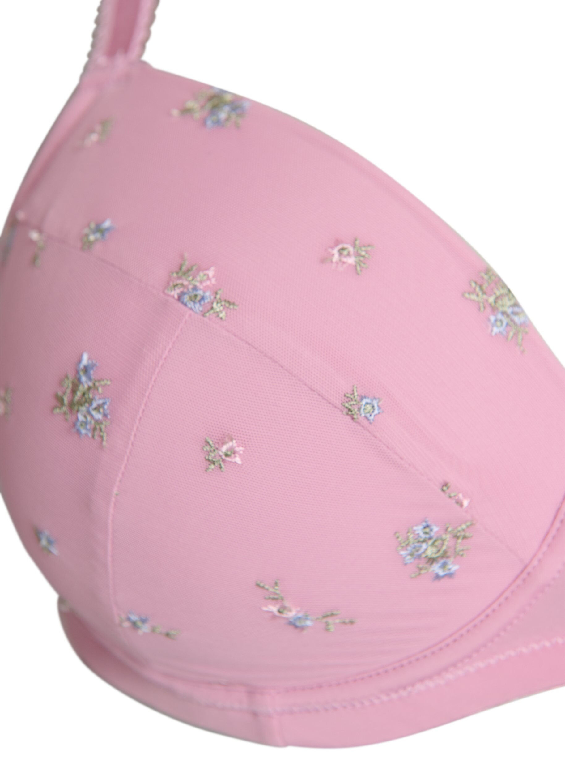Zizzi Polstret BH med mesh og blomsterbroderi, Rosa, Packshot image number 2