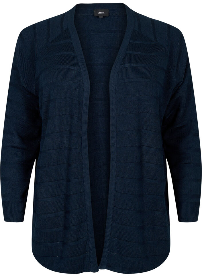 Stripete ton-i-ton cardigan, Navy Blazer, Packshot image number 0