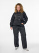 Denimjakke med rhinesteiner og store frontlommer, Grå, Model image number 1