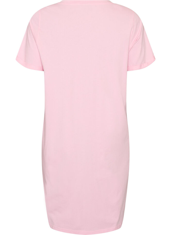 Kortermet nattkjole i &oslash;kologisk bomull, Rosa, Packshot image number 1