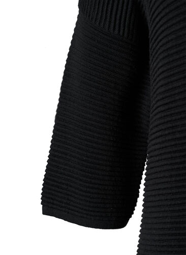 Strukturstrikket genser med høy hals, Black, Packshot image number 2