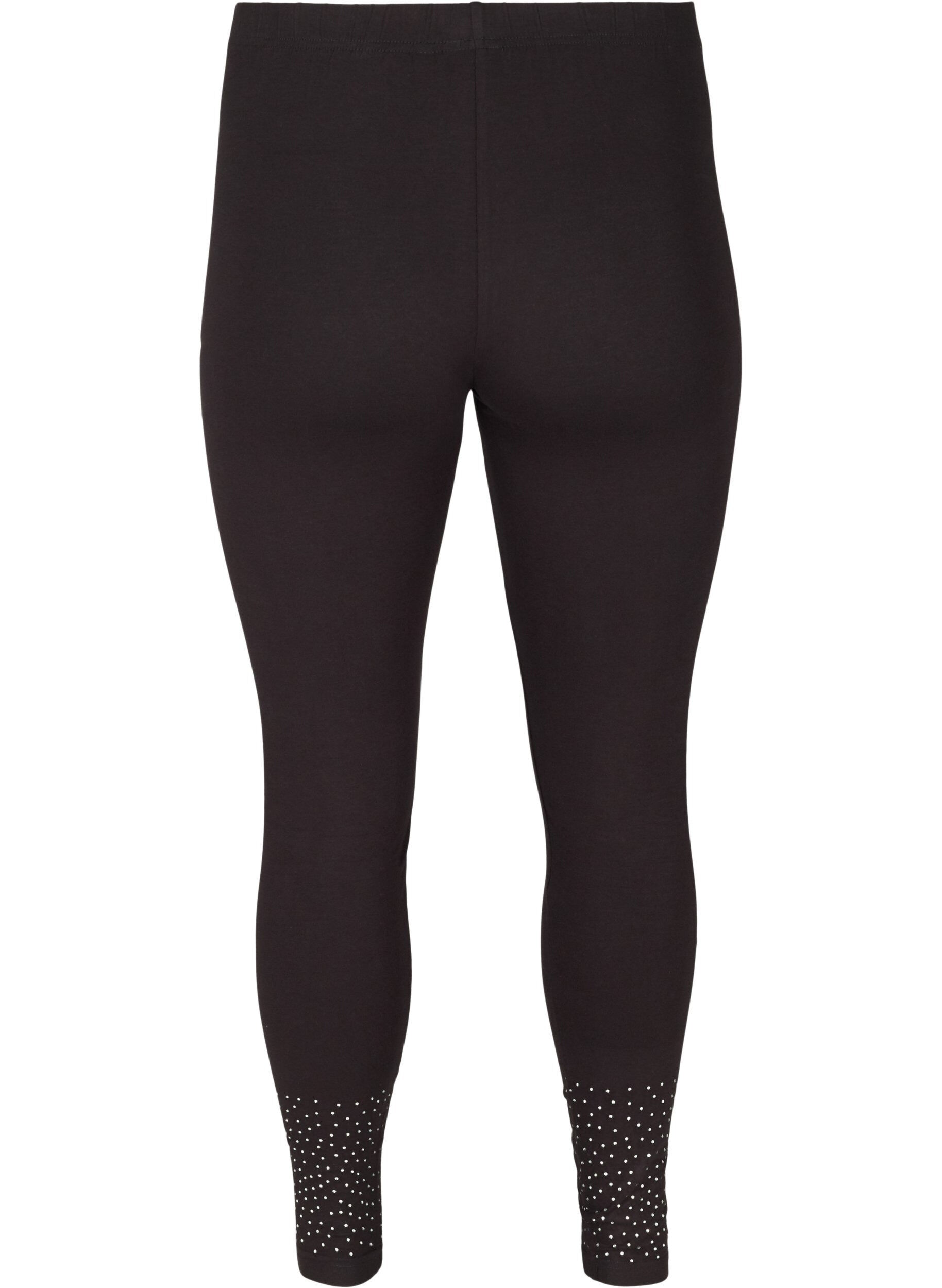 Zizzi Leggings i en viskosemiks med dekorativ strass, Black, Packshot image number 1