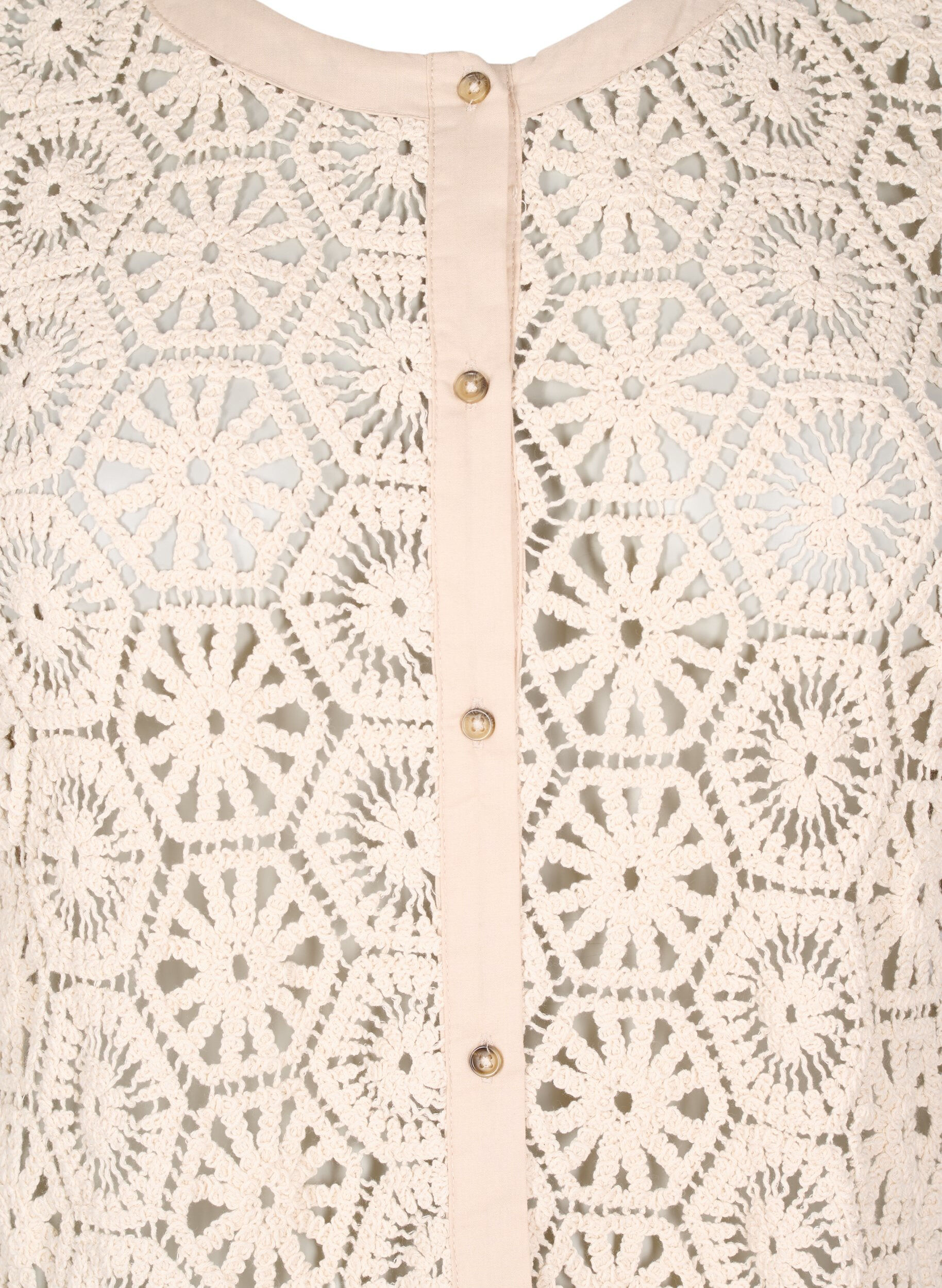 Zizzi Heklet cardigan med korte ermer, Beige, Packshot image number 2