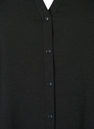 Skjortebluse med 3/4-ermer og volangkrage, Black, Packshot image number 2