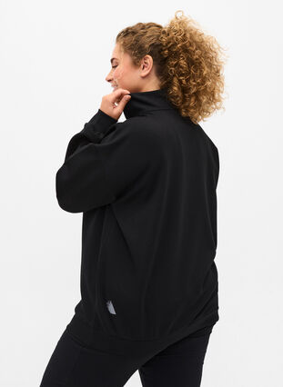Høyhalset genser med glidelås, Black, Model image number 1