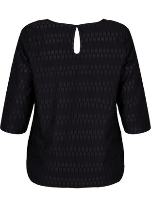 Mønstrete bluse med 3/4-ermer, Black, Packshot image number 1
