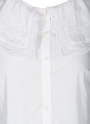 Bomullsskjorte med en stor krage, Bright White, Packshot image number 2