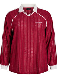 Strukturert jersey-bluse med kontrastdetaljer, Tibetan Red