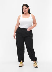 Cargo bukser med justerbar elastisk snøring, Black, Model