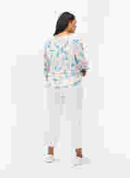 7/8-lengde jeans med rå kanter og høyt liv, White, Model