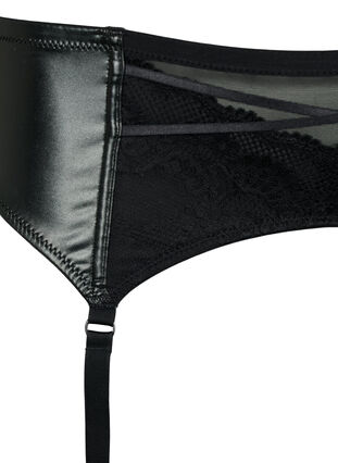 Skinnende strømpeholder med blonder, Black, Packshot image number 2