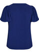 Bluse med korte volangermer og V-hals, Blå, Packshot image number 1