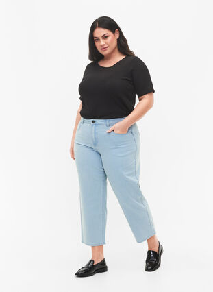 Straight jeans med ankellengde, Light blue denim, Model image number 0