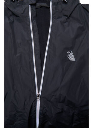 Zizzi Regnjakke med hette og refleksdetaljer, Black, Packshot image number 3