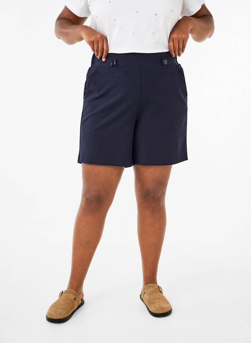 Shorts med lommer og løs passform, Blå, Model image number 3