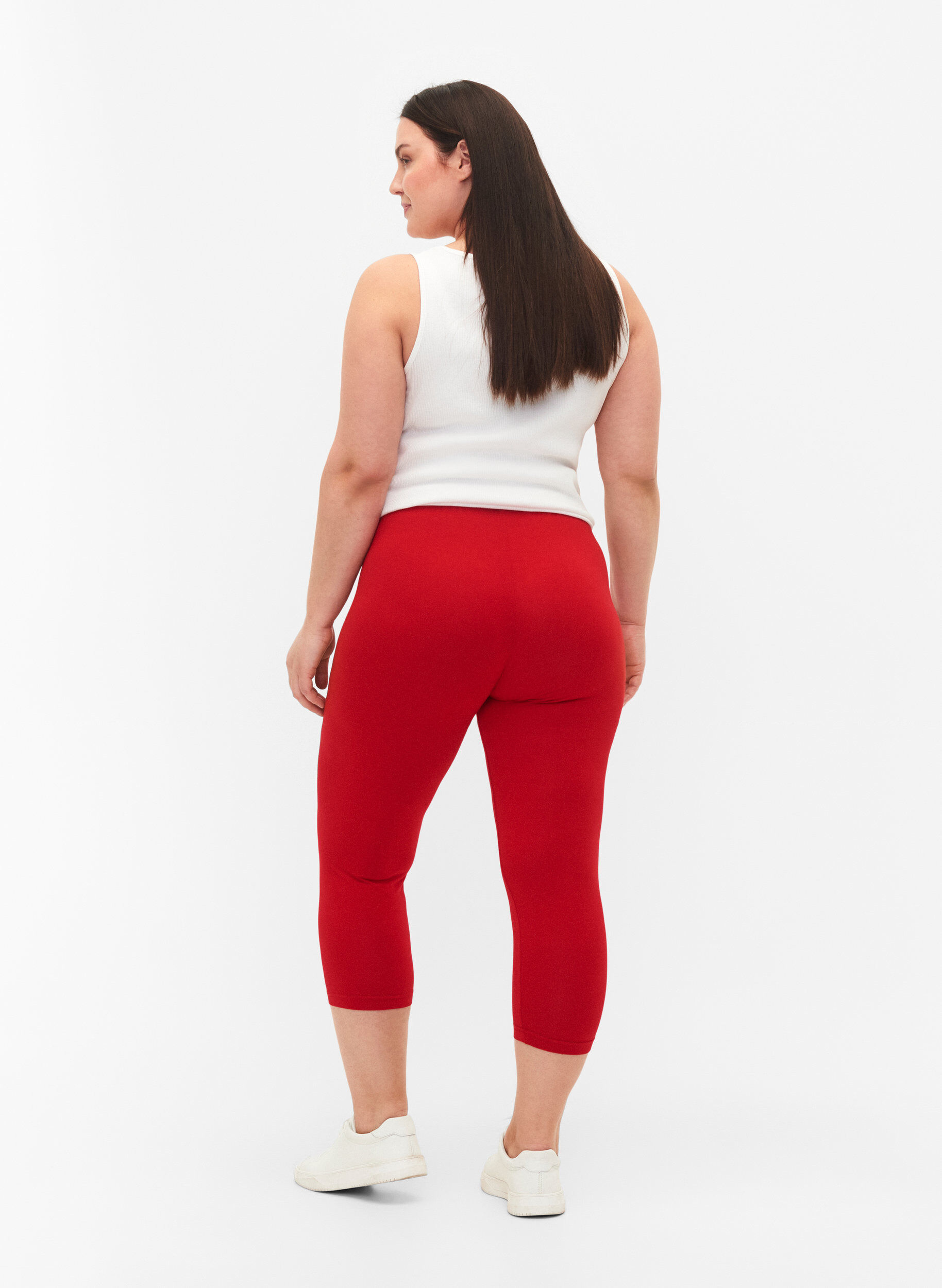 Zizzi Basis 3/4 leggings i viskose, R&oslash;d, Model image number 2