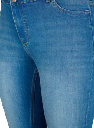 Super slim Sanna jeans med slitte detaljer, Blue denim, Packshot image number 2