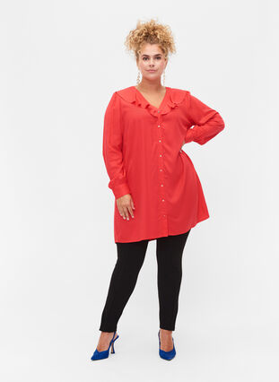 Leggings med strikk og glidelås, Black, Model image number 2
