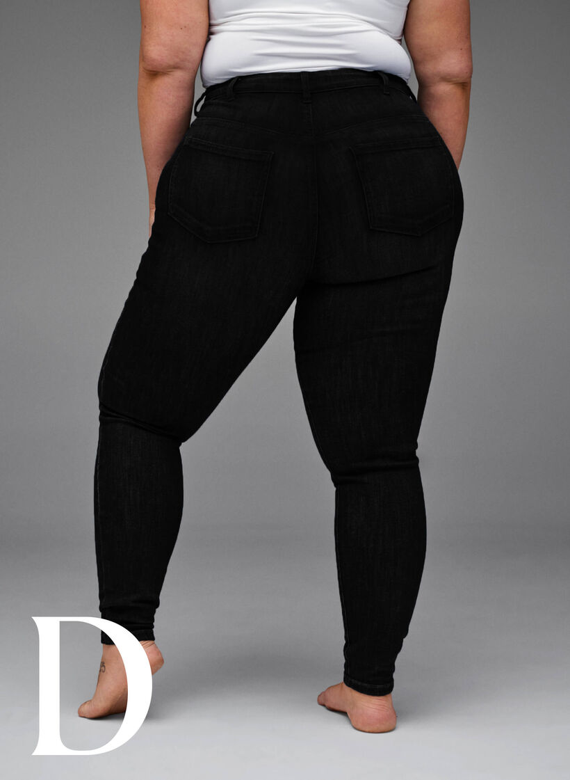 Supersmale jeans med høy midje, Black, Model