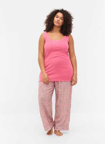 Topp med blondekant, Hot Pink, Model image number 2